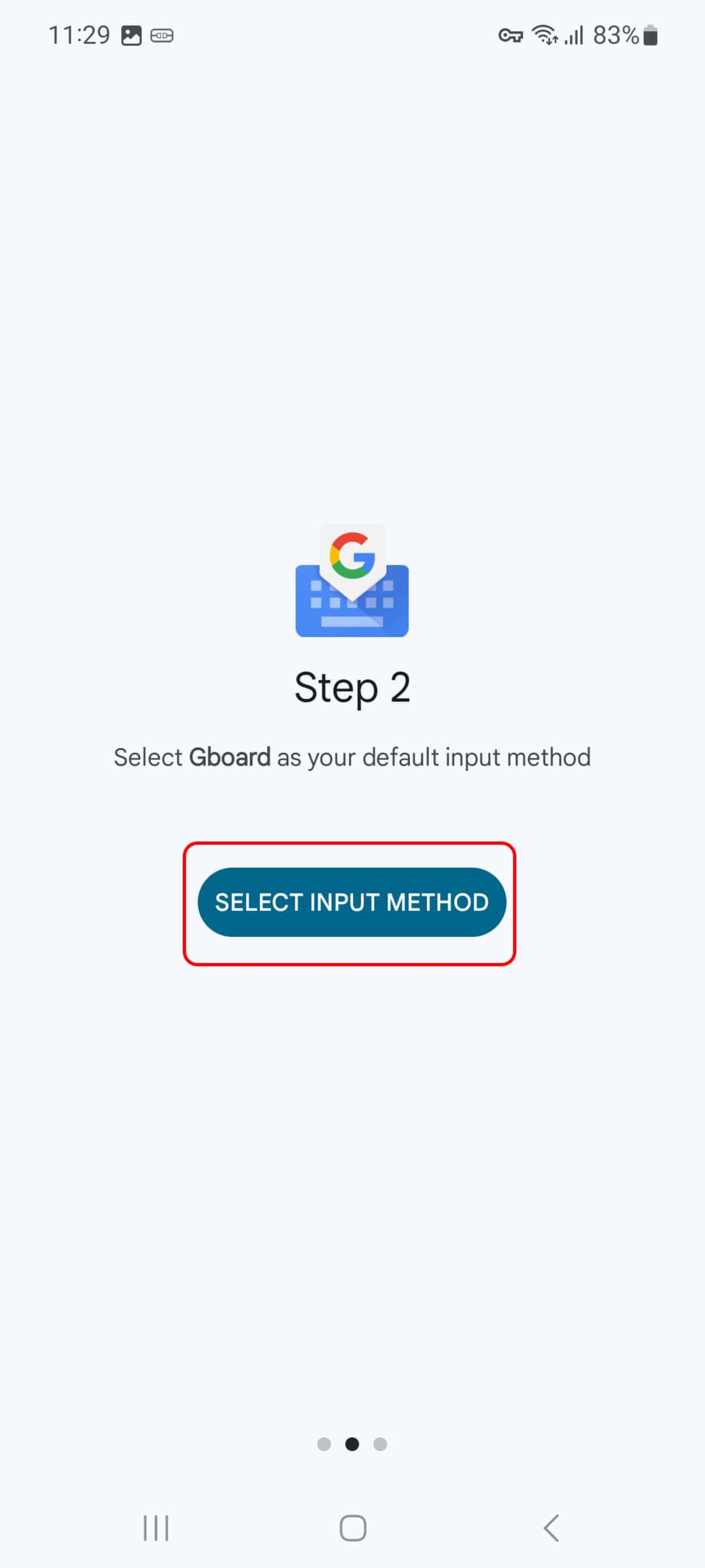 انتخاب SELECT INPUT METHOD در اپلیکیشن gboard