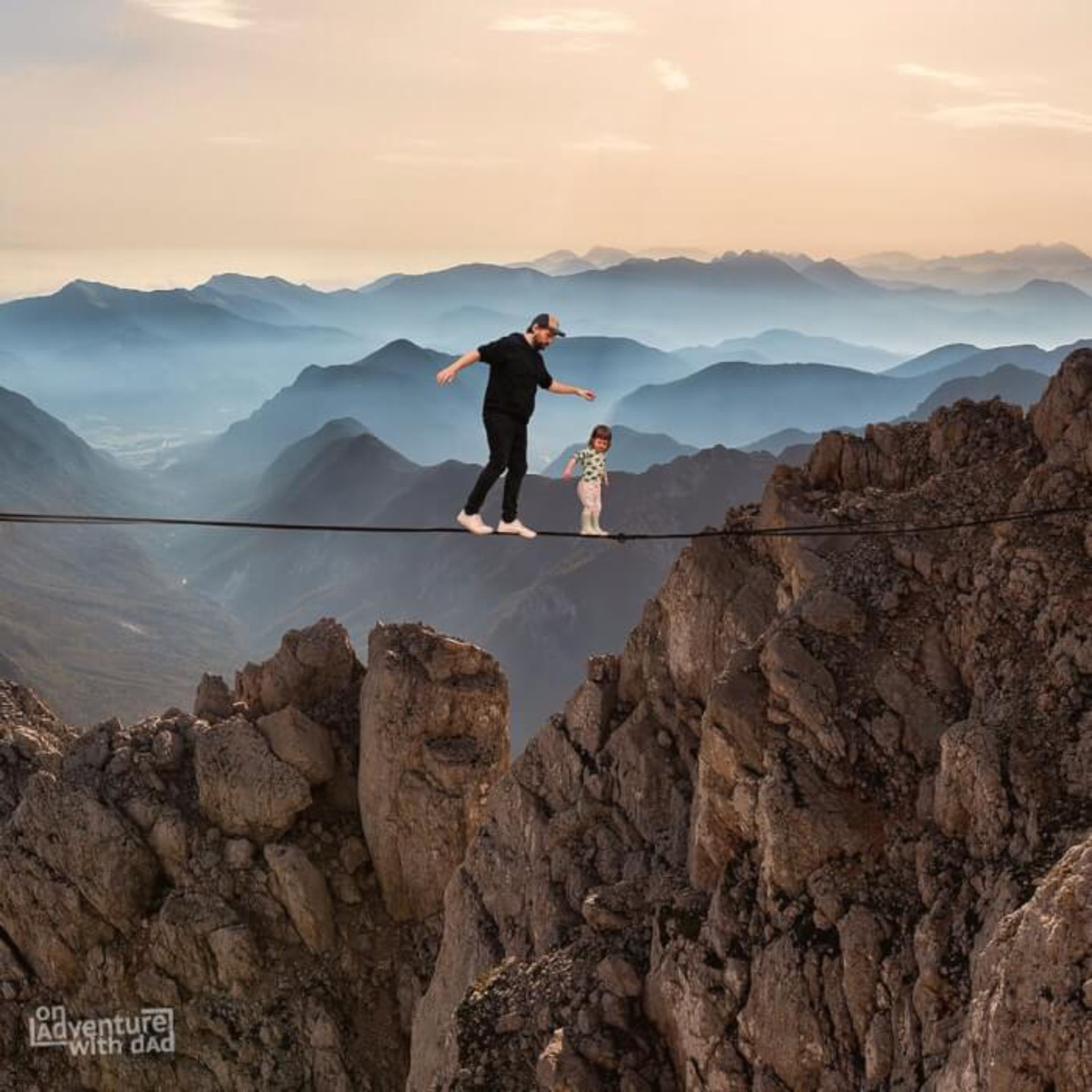 بندبازی ارتفاع پدر با فرزند کوهستان
