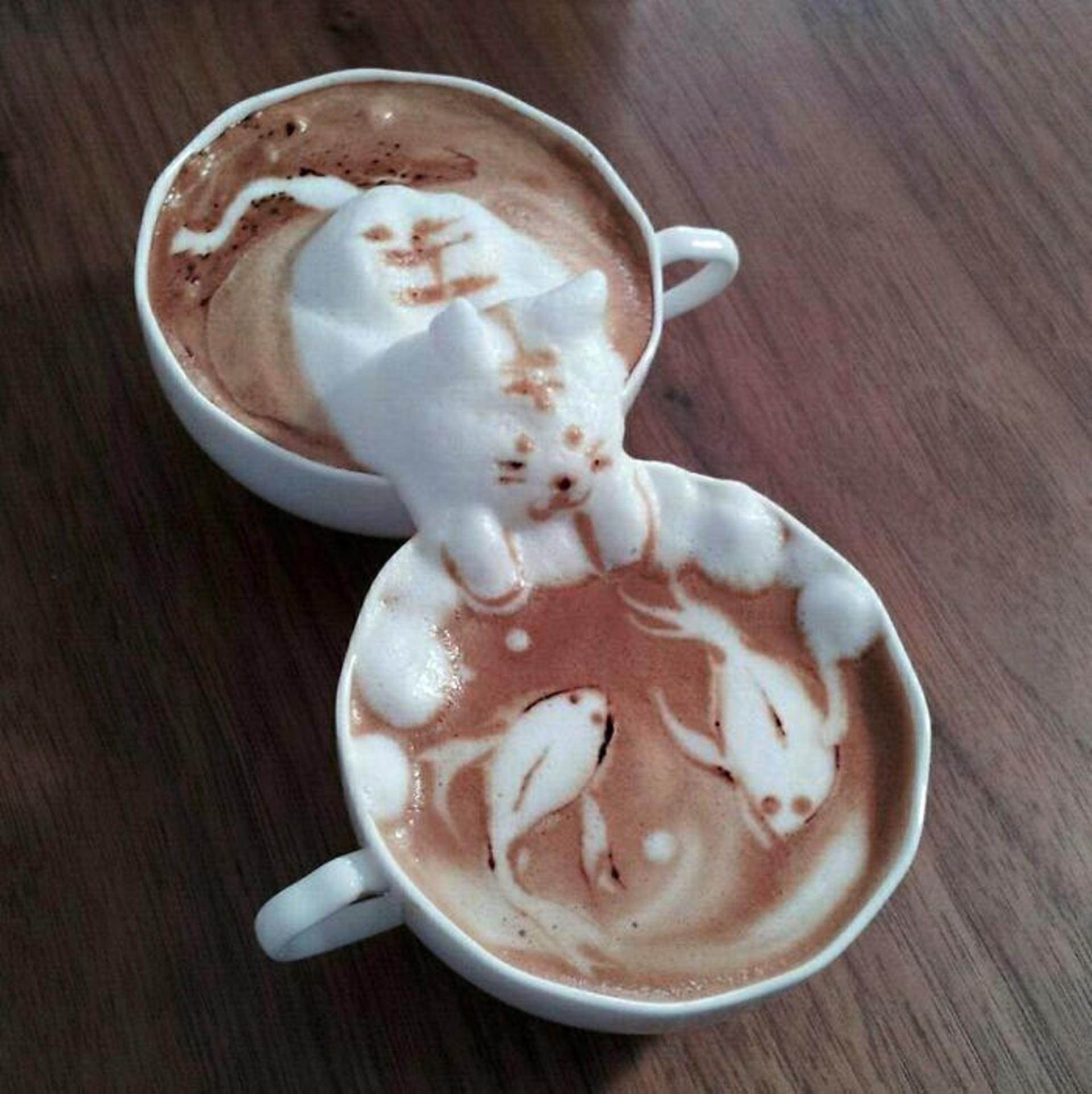 لاته آرت سه بعدی گربه