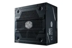 نمای نیمرخ پاور کامپیوتر کولر مستر ELITE 500W V3 با توان 500 وات با نمایش لوگوی پنل کناری و فن
