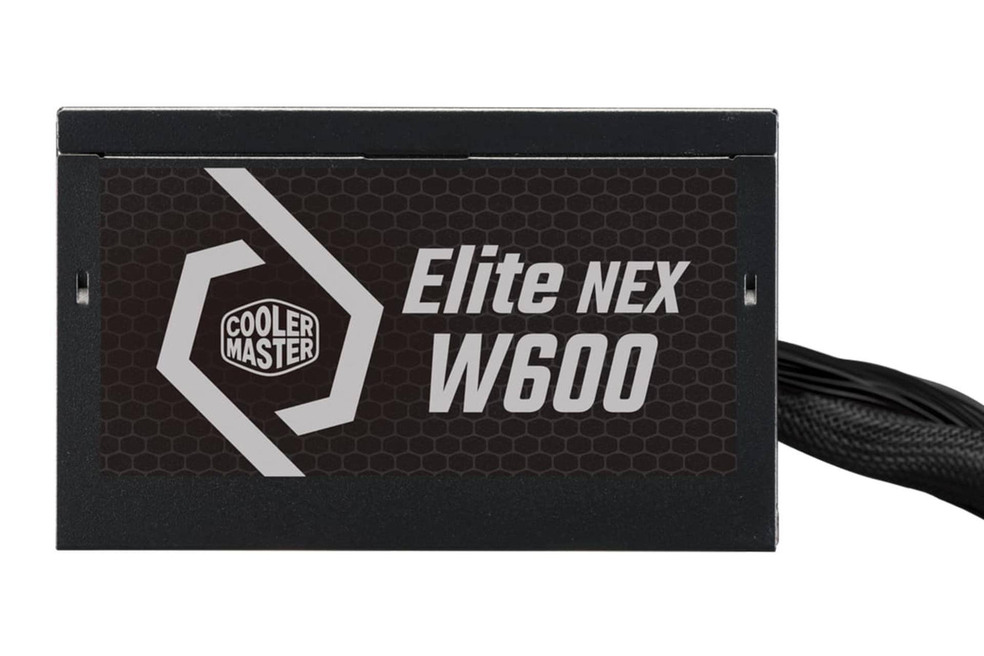 نمای پنل کناری پاور کامپیوتر کولر مستر ELITE NEX White W600 230V با توان 600 وات با نمایش لوگو