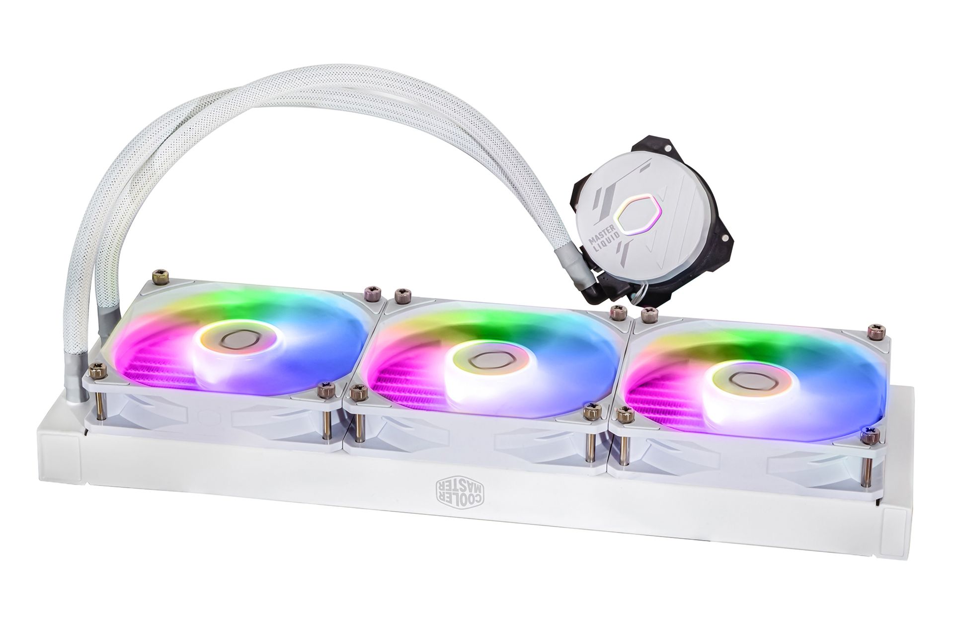 نمای کناری خنک کننده مایع کولر مستر Cooler Master MASTERLIQUID 360L CORE ARGB WHITE