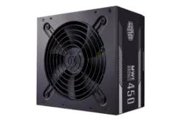 نمای نیمرخ پاور کامپیوتر کولر مستر MWE 450 BRONZE V2 با توان 450 وات با نمایش فن و پنل کناری