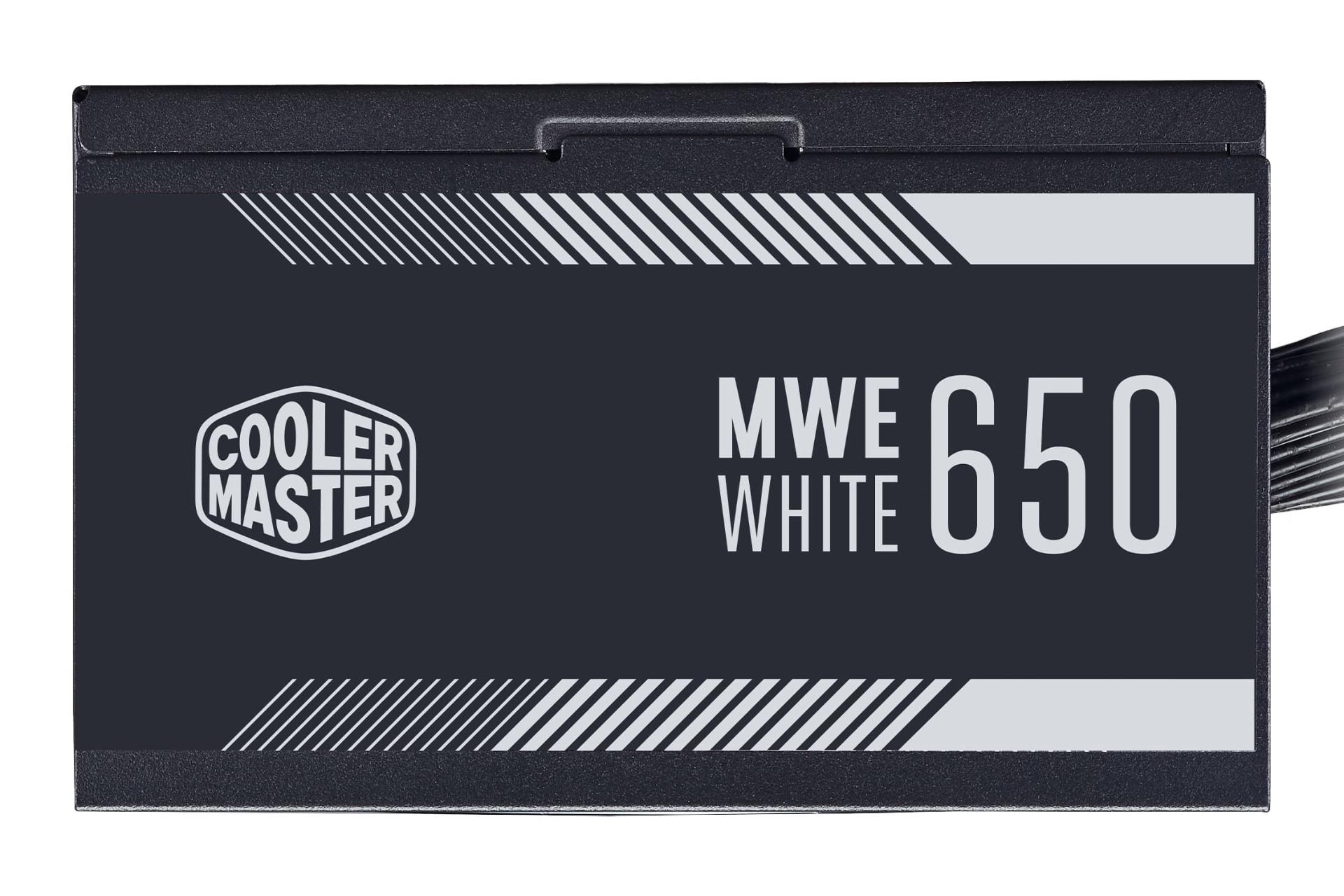 نمای پنل کناری پاور کامپیوتر کولر مستر MWE 650 White V2 با توان 650 وات با نمایش لوگو
