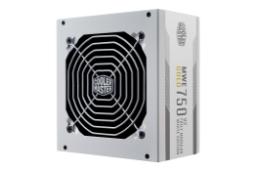 نمای نیمرخ پاور کامپیوتر کولر مستر MWE Gold 750 V2 ATX 3.0 White Edition با توان 750 وات با نمایش فن، لوگو و پنل کناری