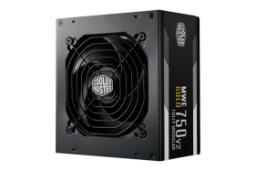نمای نیمرخ پاور کامپیوتر کولر مستر MWE Gold 750 V2 ATX 3.1 با توان 750 وات با نمایش فن، لوگو و پنل کناری