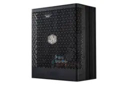 نمای نیمرخ پاور کامپیوتر کولر مستر X Silent Edge Platinum 1100 230V با توان 1100 وات با نمایش لوگو، منافذ عبور هوا و پنل سمت راست