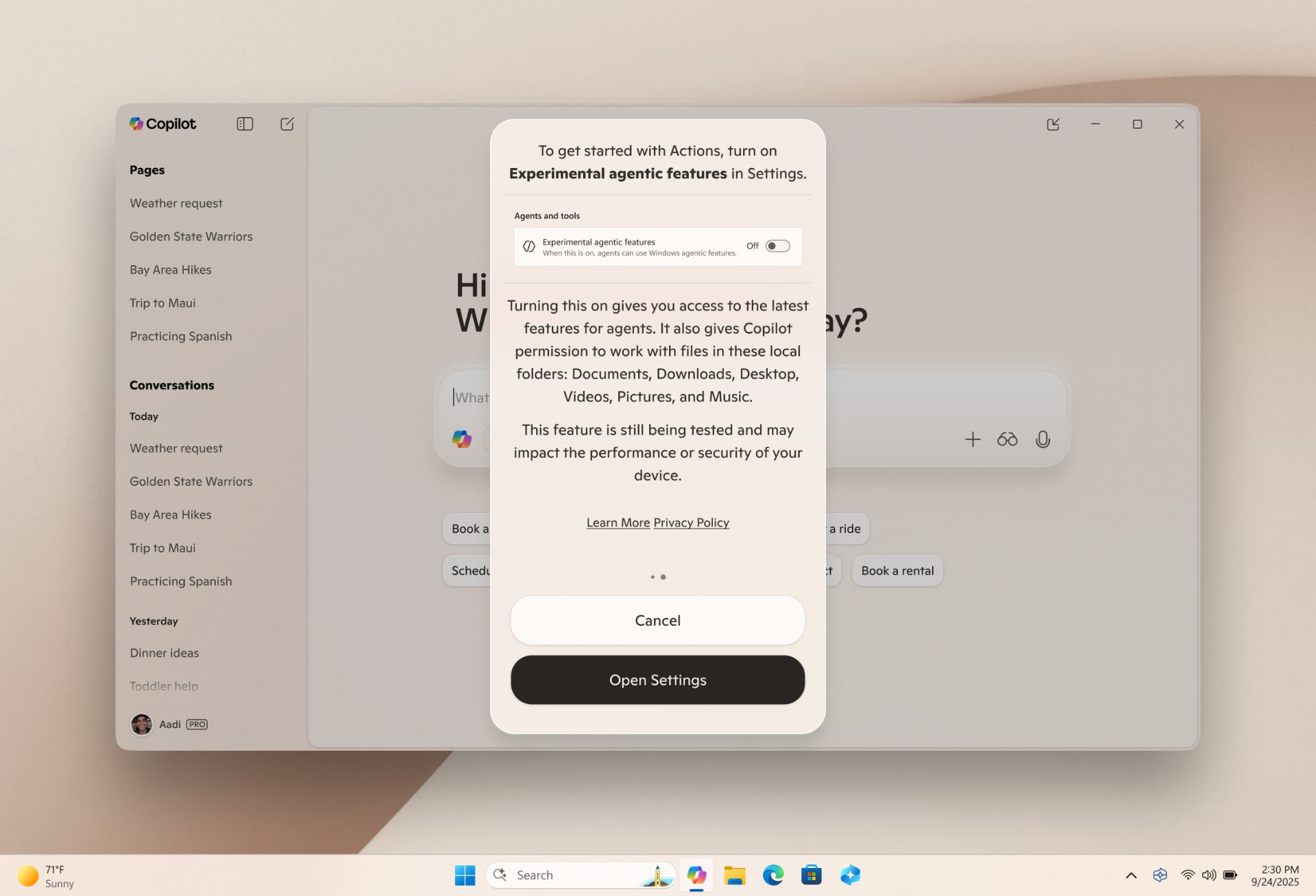 قابلیت Copilot Actions ویندوز ۱۱