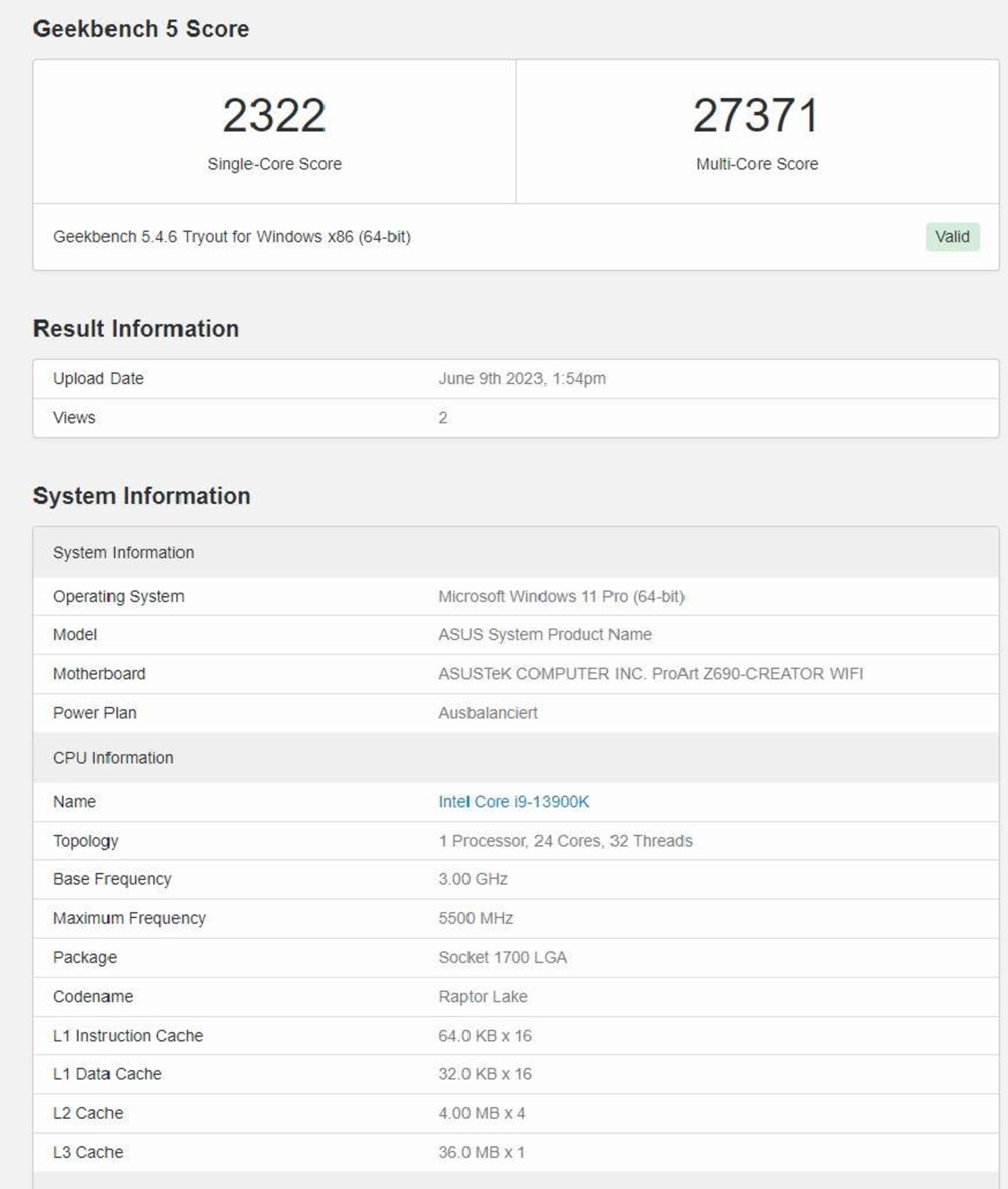 بنچمارک Core i9 13900k اینتل