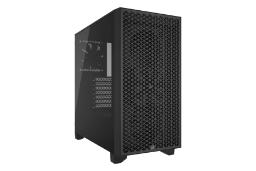 نمای نیمرخ کیس کامپیوتر کورسیر 3000D Airflow با نمایش پنل جلو و سمت چپ رنگ مشکی