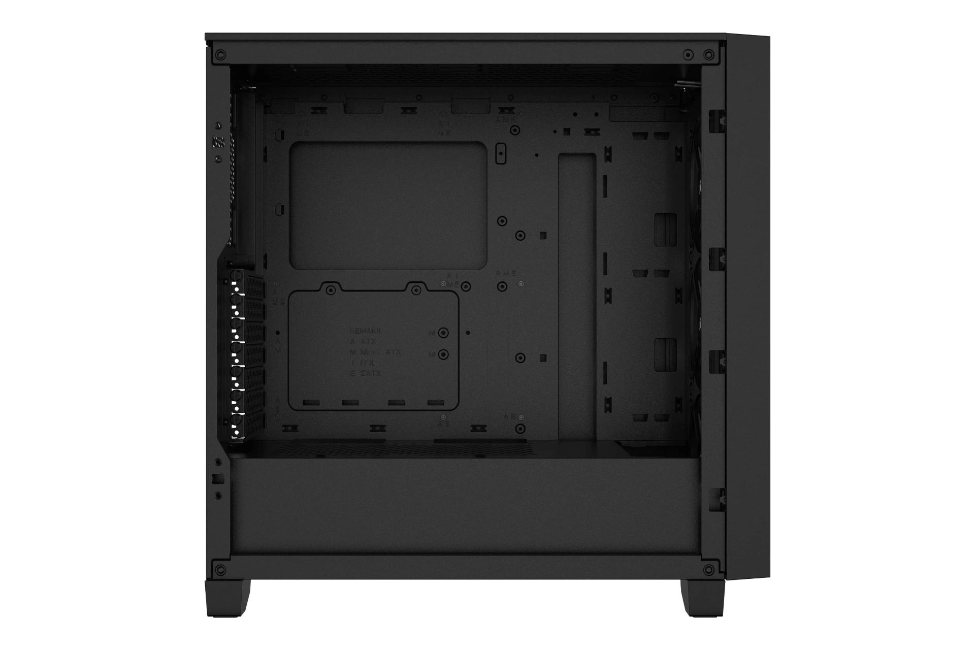 نمای داخلی پنل سمت چپ کیس کامپیوتر کورسیر 3000D RGB AIRFLOW با نمایش محل مادربرد رنگ مشکی