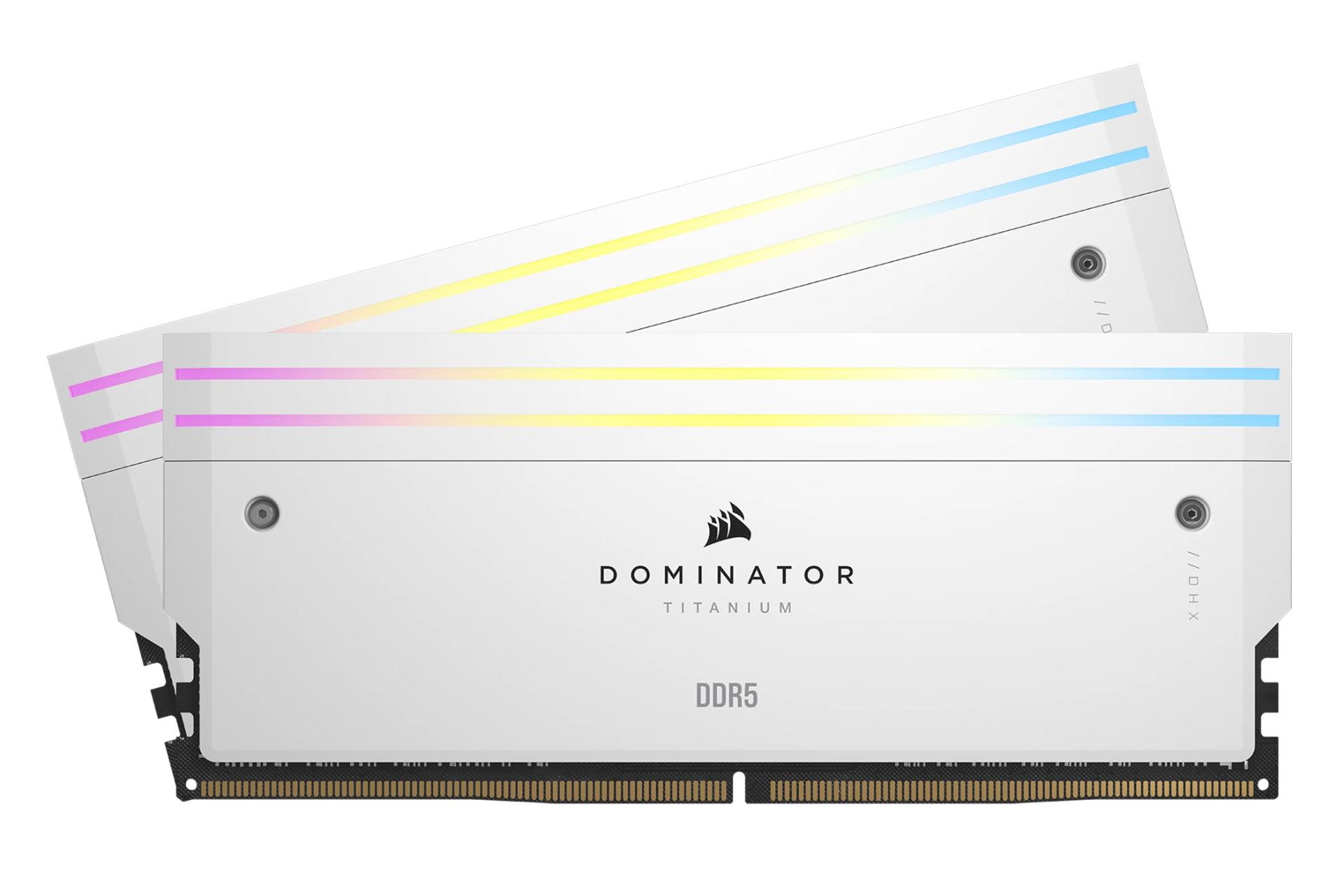 رنگ سفید رم کورسیر Corsair DOMINATOR TITANIUM RGB 32GB (2x16) DDR5-6400 CL32