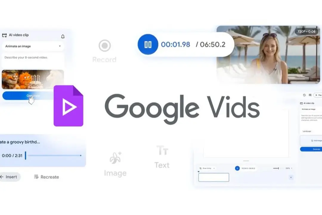 لوگو Google Vids در میان چند ابزار نرم‌افزاری
