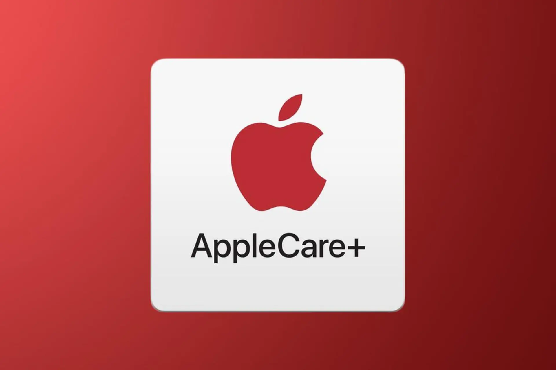 لوگو اپل کر پلاس / +AppleCare در پس‌زمینه قرمز
