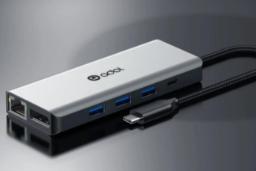 نمای نزدیک از هاب ۱۱ پورت مدل Adol HC112 ایسوس با درگاه‌های مختلف USB و HDMI
