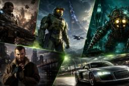 تصویری ترکیبی از شخصیت‌های محبوب بازی‌های ایکس‌باکس ۳۶۰ شامل Gears of War، Halo، BioShock و GTA