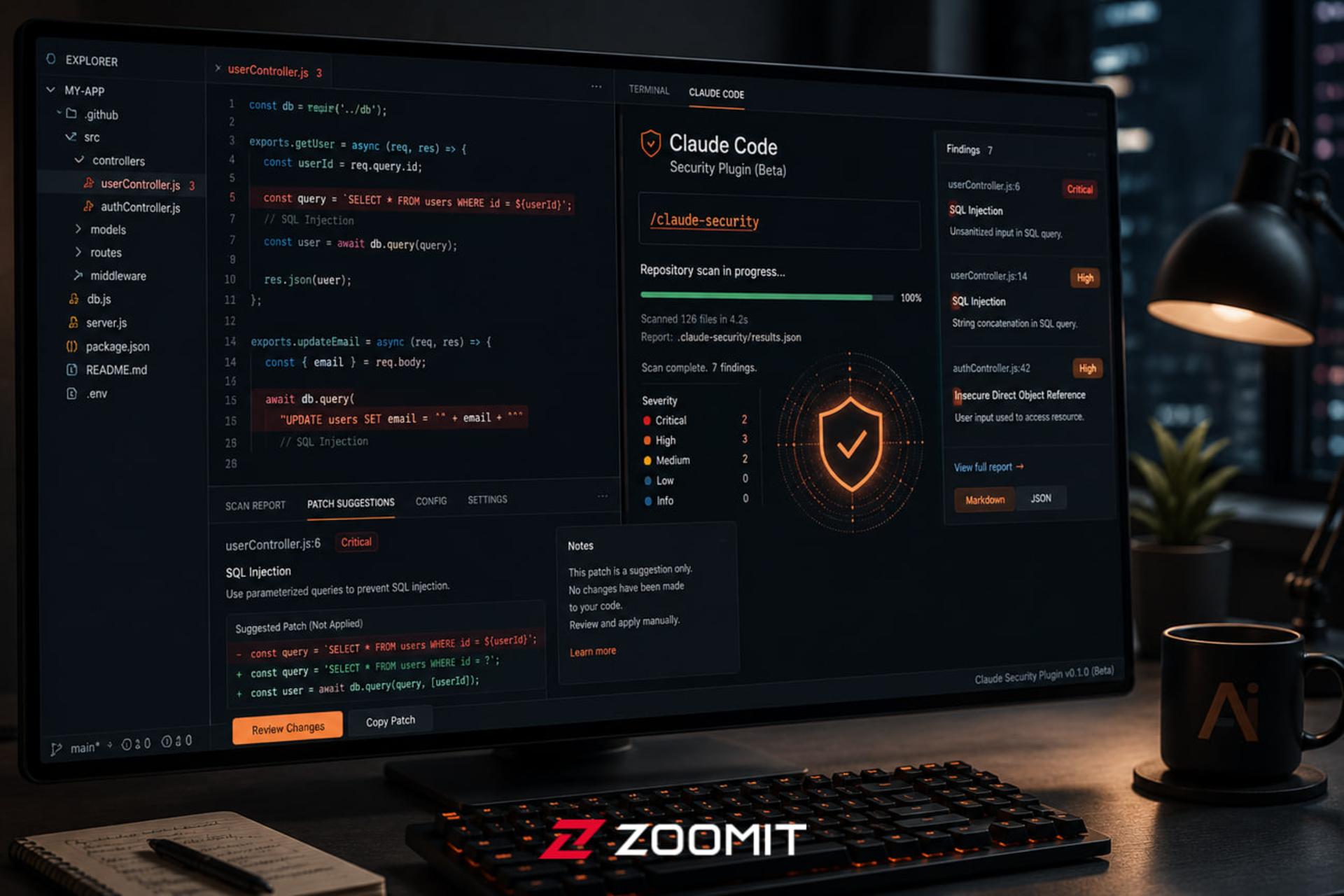 پلاگین امنیتی کلاد کد روی نمایشگر یک کامپیوتر