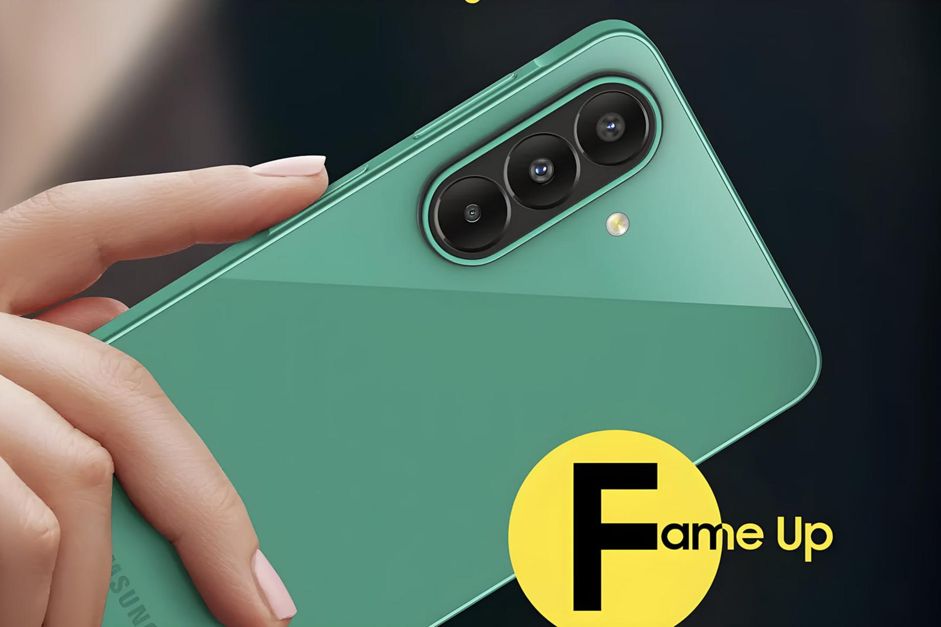 گوشی سبز رنگ سامسونگ گلکسی F70 Pro با دوربین‌های سه‌گانه