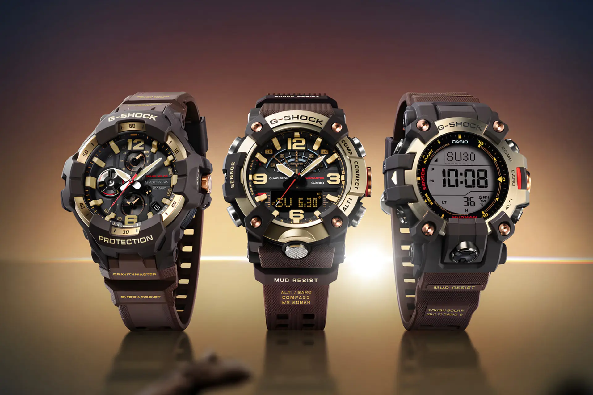 ساعت‌های مچی مدل G-Shock کاسیو با طراحی طلایی و بدنه مشکی