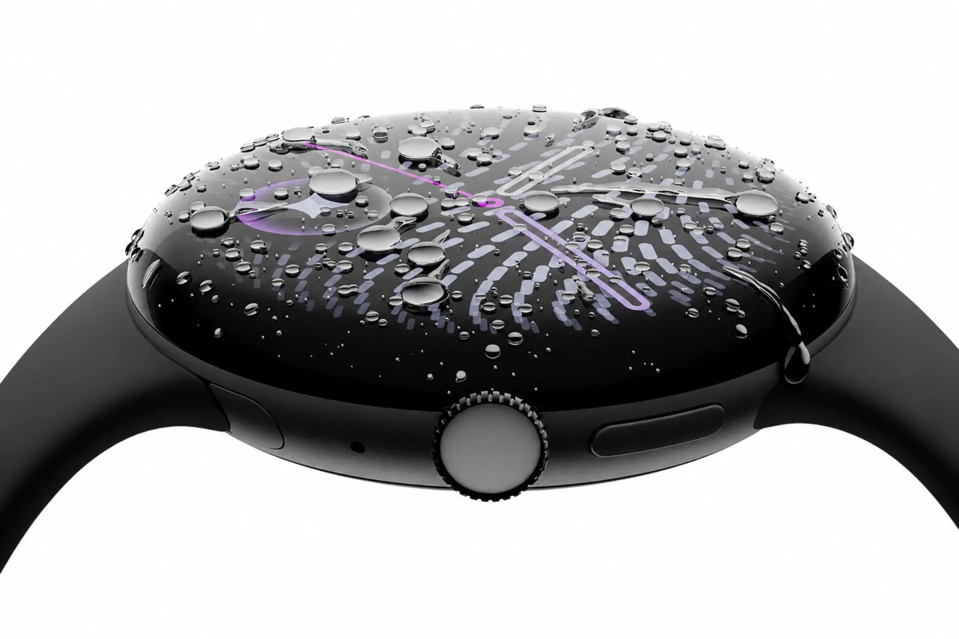 ساعت هوشمند پیکسل واچ ۵ (Pixel Watch 5) پوشیده از قطرات آب