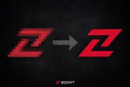 لوگوی قرمز زومیت (Zoomit) در دو حالت پیکسلی و با کیفیت بالا
