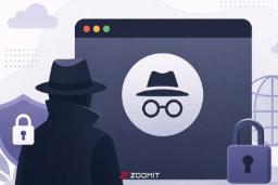 نماد حالت ناشناس مرورگر با آیکون کلاه و عینک در پنجره وب