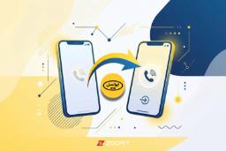 نماد انتقال تماس میان دو گوشی هوشمند با لوگوی ایرانسل (MTN)