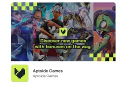 لوگوی اپتوئید گیمز (Aptoide Games) در کنار شخصیت‌های بازی‌های موبایلی