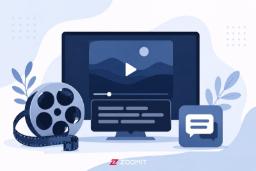 نمایشگر کامپیوتر همراه با فیلم و نمادهای زیرنویس و فیلم سینمایی