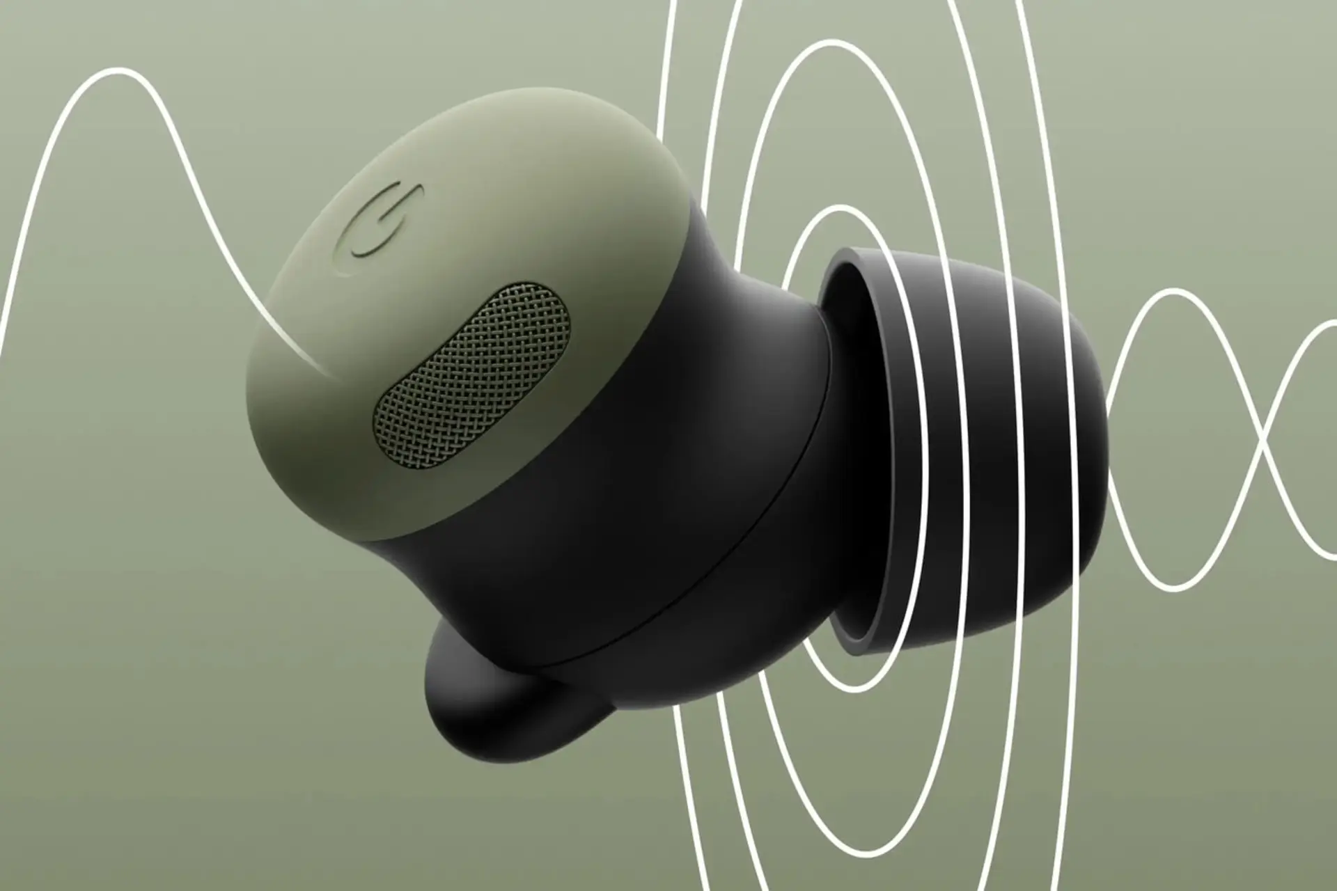 هدفون بی‌سیم پیکسل بادز ۲ پرو (Pixel Buds 2 Pro) با رنگ سبز مات و مشکی