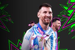 لیونل مسی (Lionel Messi) با لباس تیم ملی آرژانتین در گرافیک بازی eFootball
