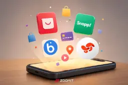 آیکون‌های سه‌بعدی اپلیکیشن‌های ایرانی مانند اسنپ (Snapp) از صفحه گوشی هوشمند خارج می‌شوند