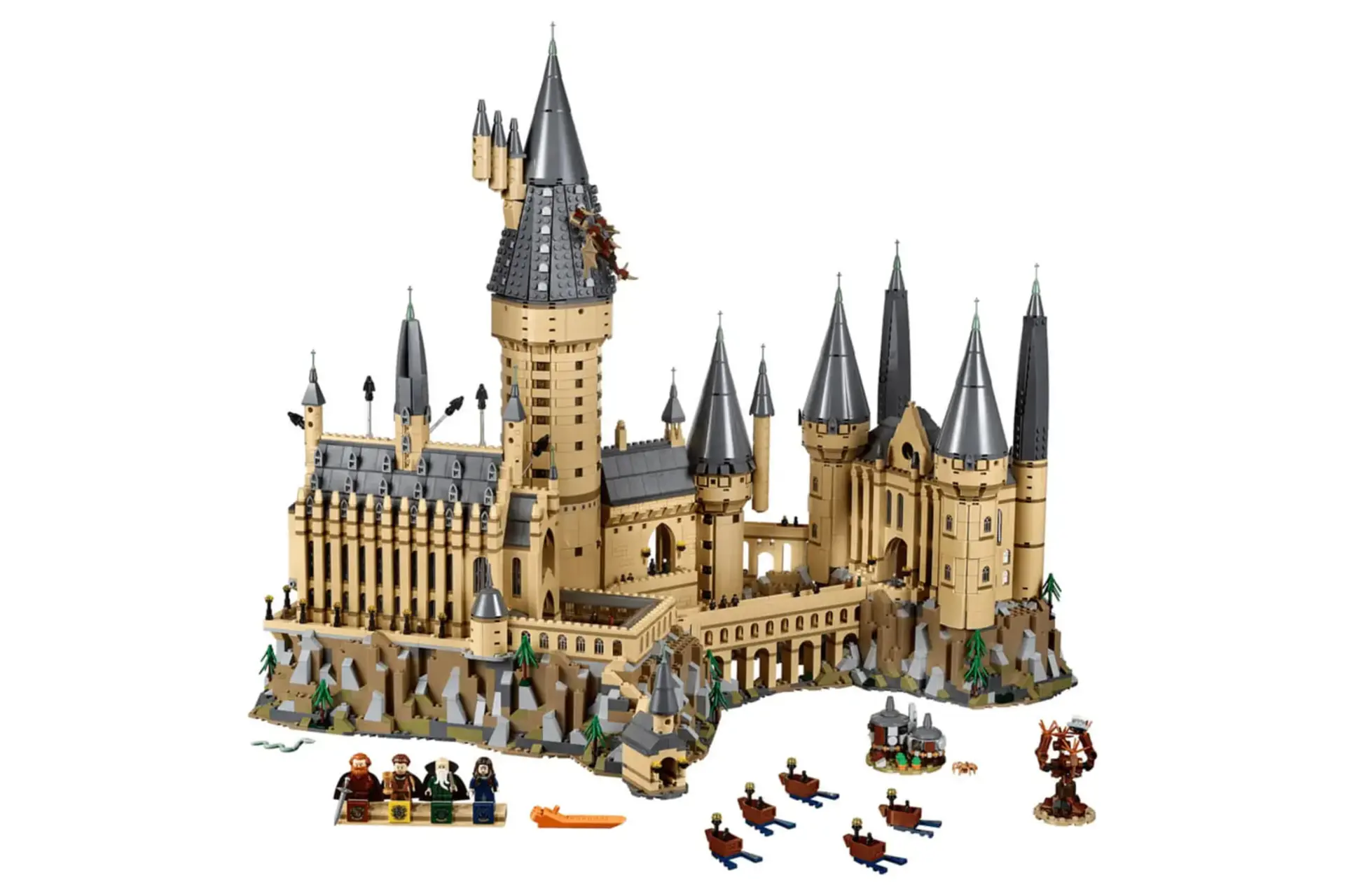 قلعه هاگوارتز (Hogwarts Castle) ساخته شده با قطعات لگو (LEGO) همراه با فیگورهای شخصیت‌ها