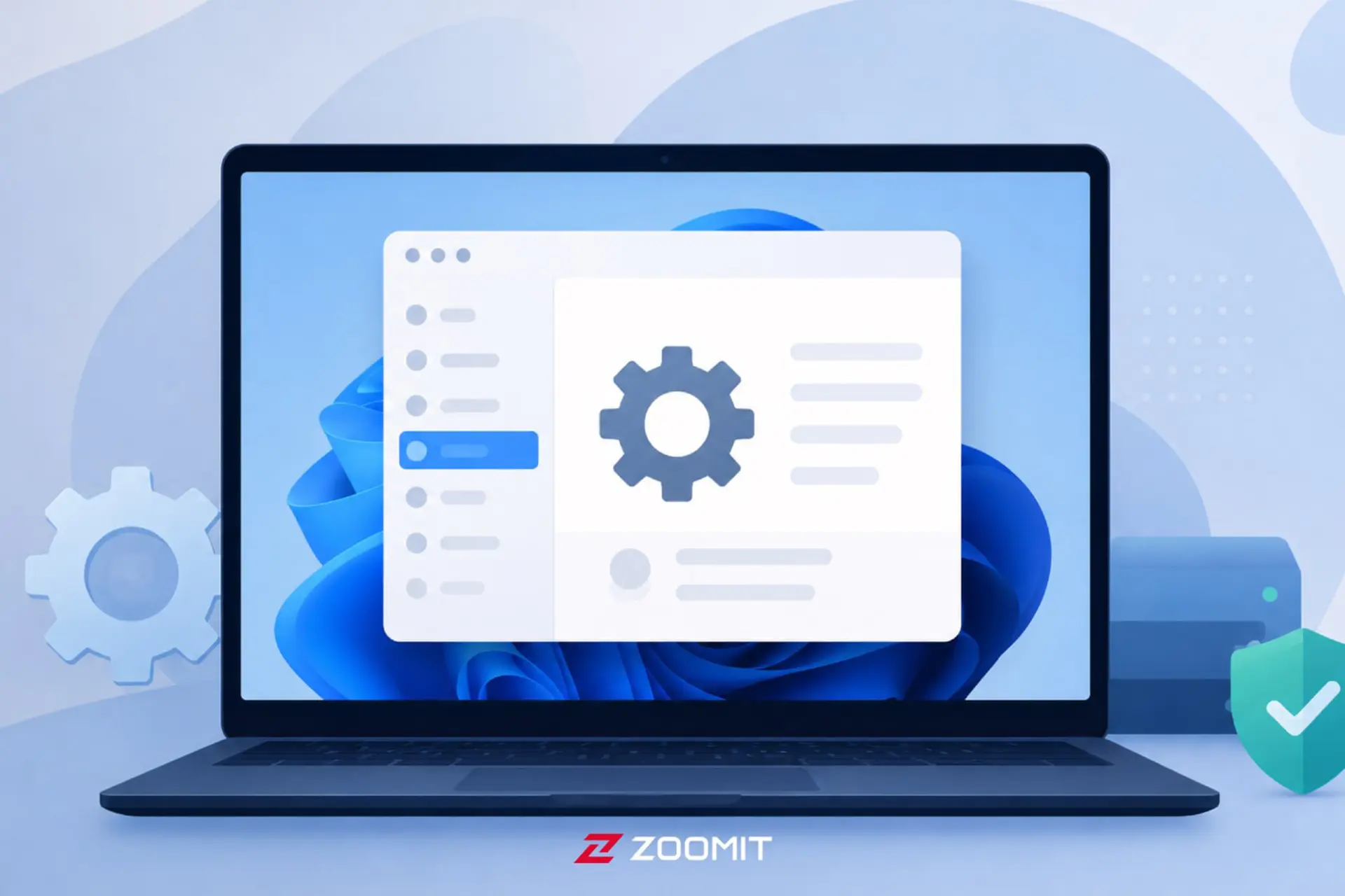 نمای گرافیکی تنظیمات ویندوز (Windows) روی صفحه نمایش یک لپ‌تاپ
