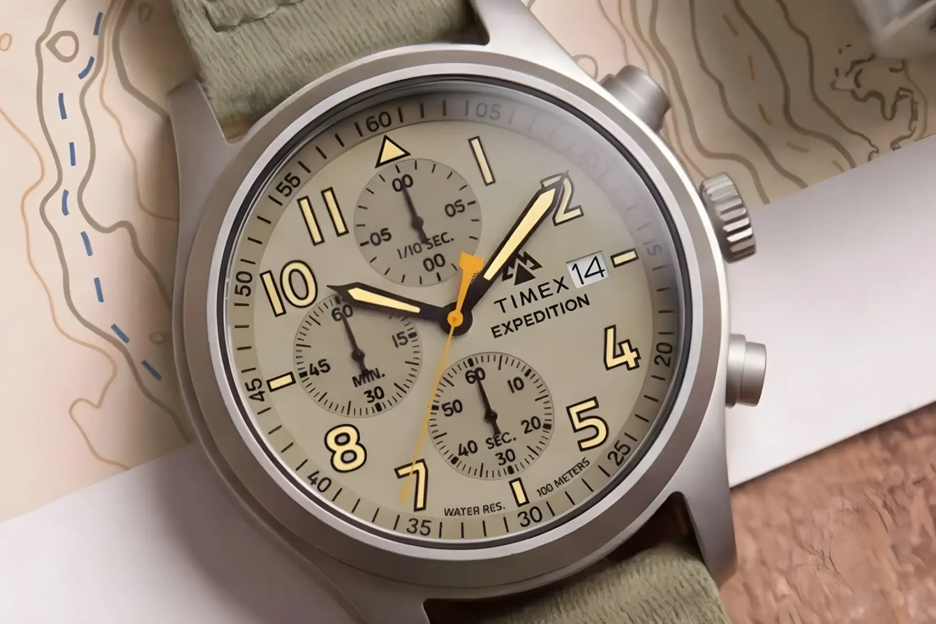 ساعت مچی تایمکس (Timex Expedition) با صفحه کرم و طراحی نظامی