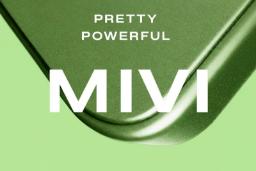 لوگوی برند میوی (Mivi) روی بدنه سبز رنگ یک گوشی