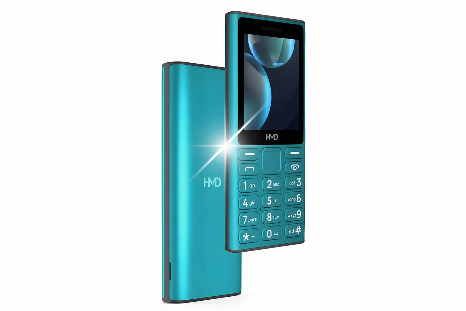 گوشی ساده HMD 105 با بدنه فیروزه‌ای و صفحه نمایش کوچک