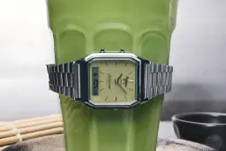 ساعت مچی کاسیو (Casio AQ230ECK-3A) با صفحه سبز ماچا و بند استیل
