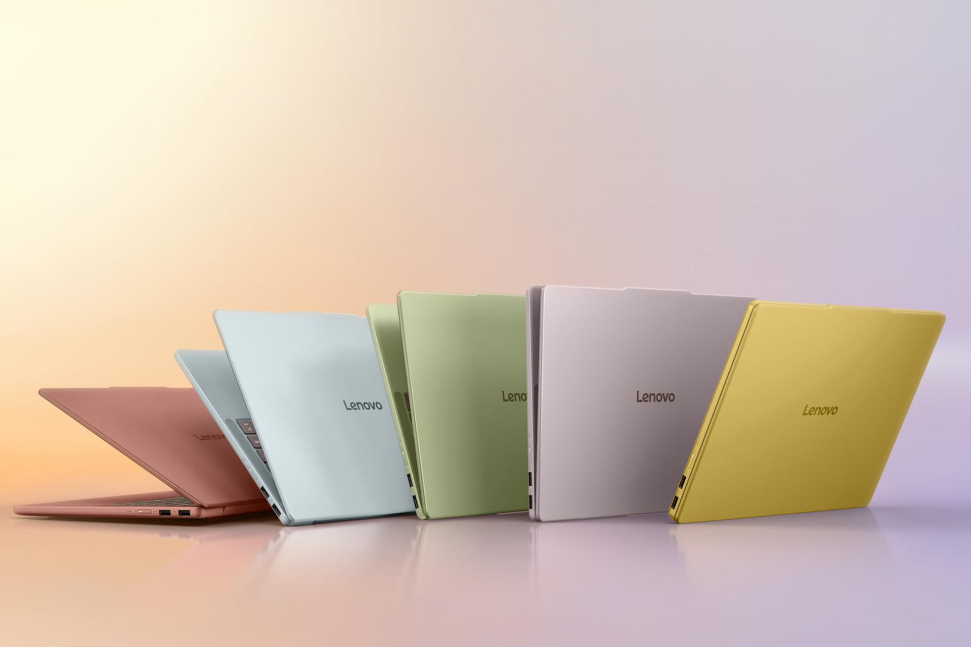 مجموعه‌ای از لپ‌تاپ‌های آیدیاپد وایب (Ideapad Vibe) لنوو در رنگ‌های مختلف