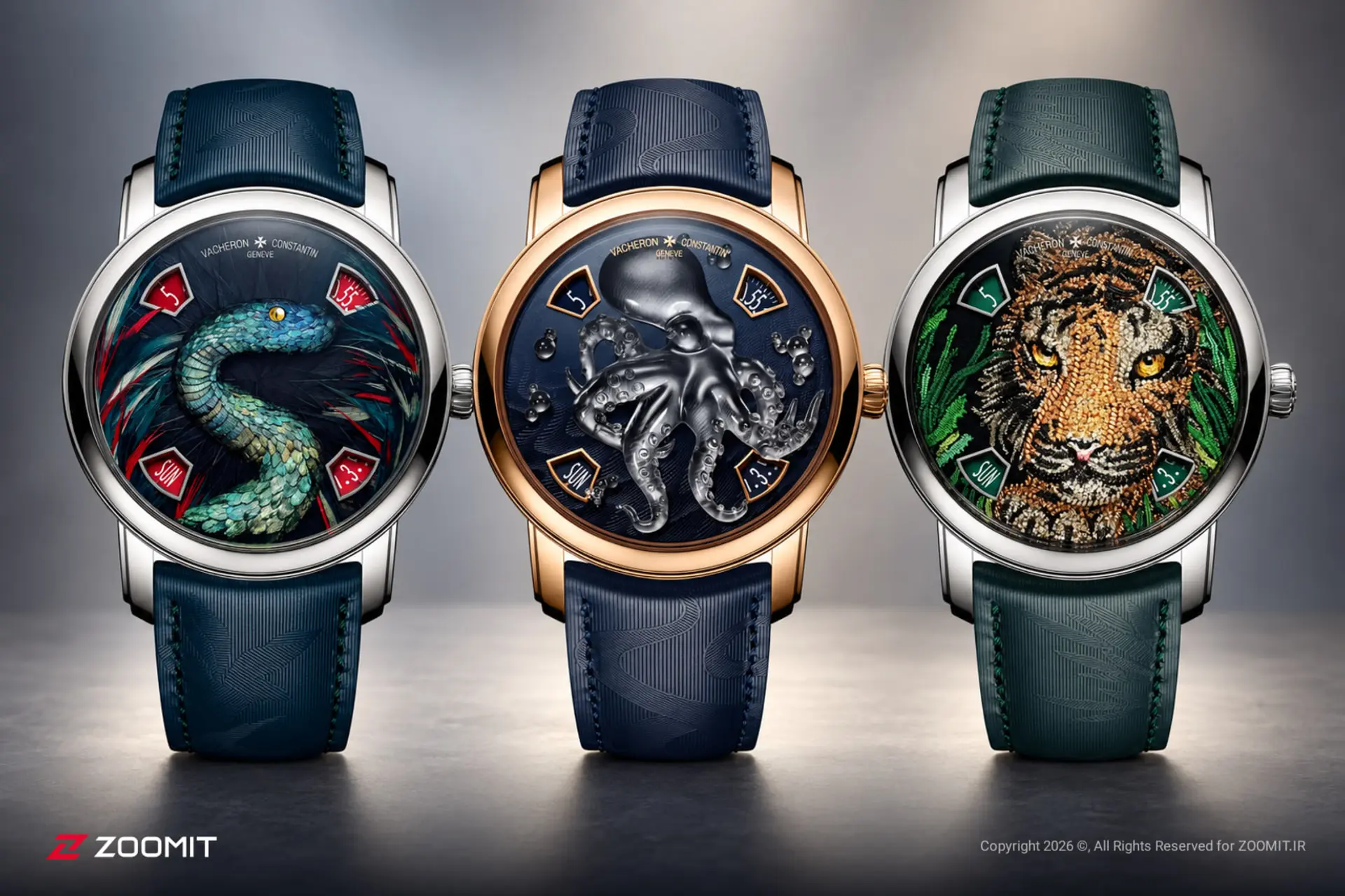ساعت‌های مچی واشرون (Vacheron Constantin) با طرح‌های هنری مار، اختاپوس و ببر