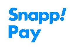 لوگوی آبی رنگ سرویس اسنپ‌پی پِی (Snapp! Pay) روی پس‌زمینه سفید