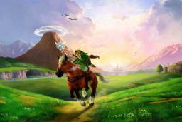 شخصیت لینک (Link) سوار بر اسب در دنیای بازی Zelda: Ocarina of Time
