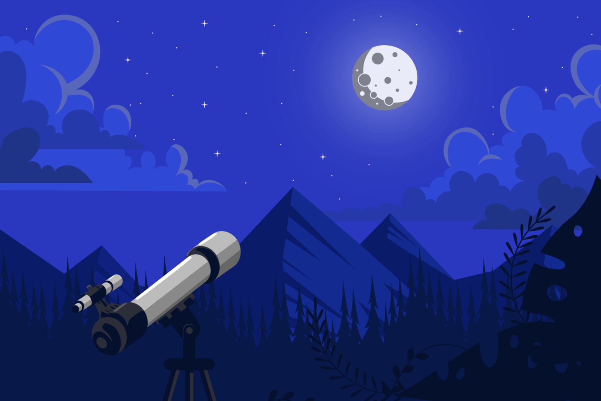 رصد ماه با تلسکوپ در شب