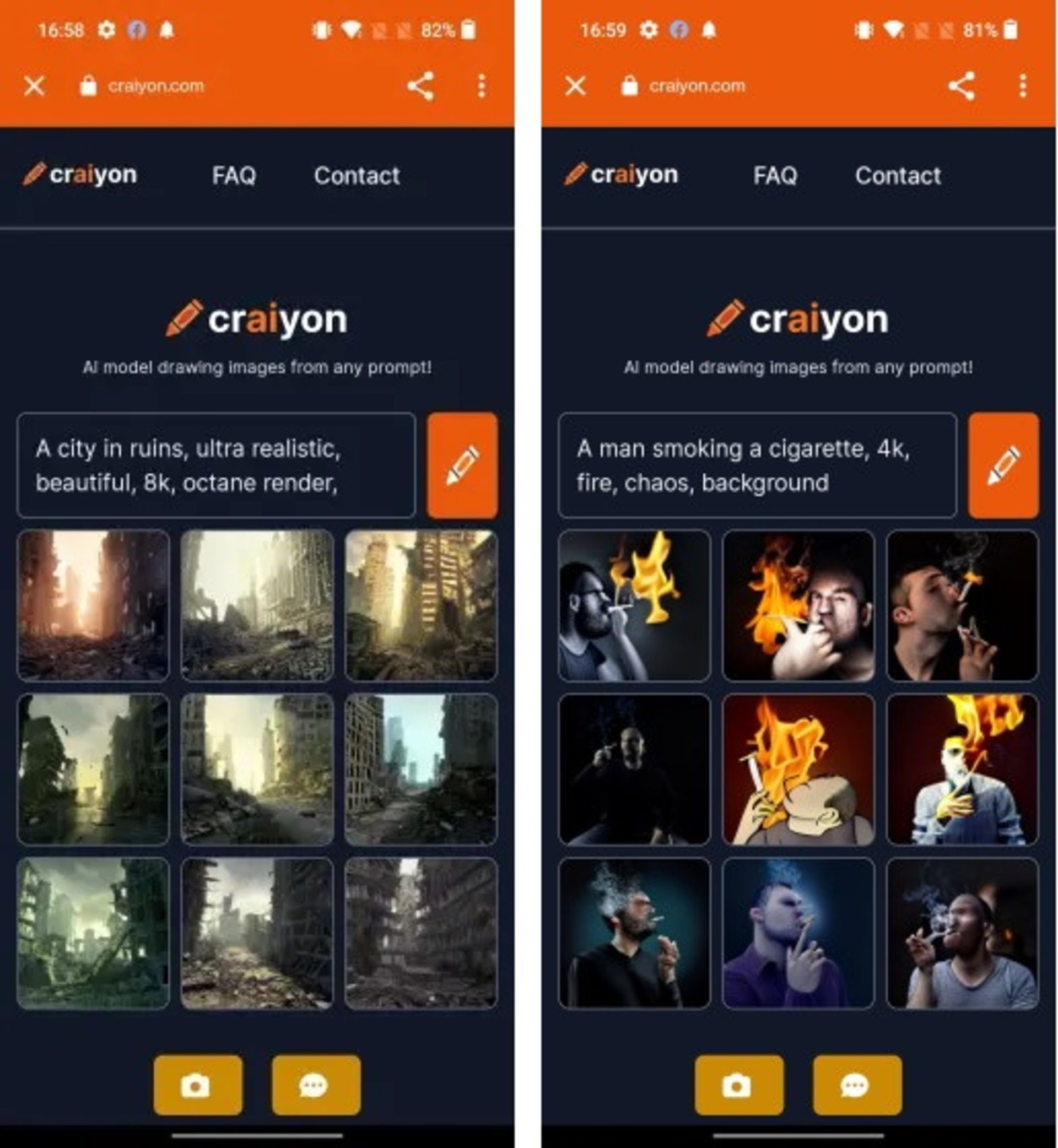 محیط کاربری اپلیکیشن Craiyon