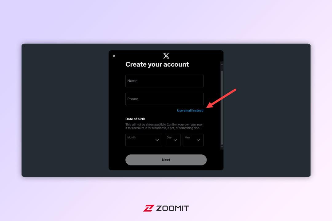 ساخت حساب در ایکس توییتر سابق