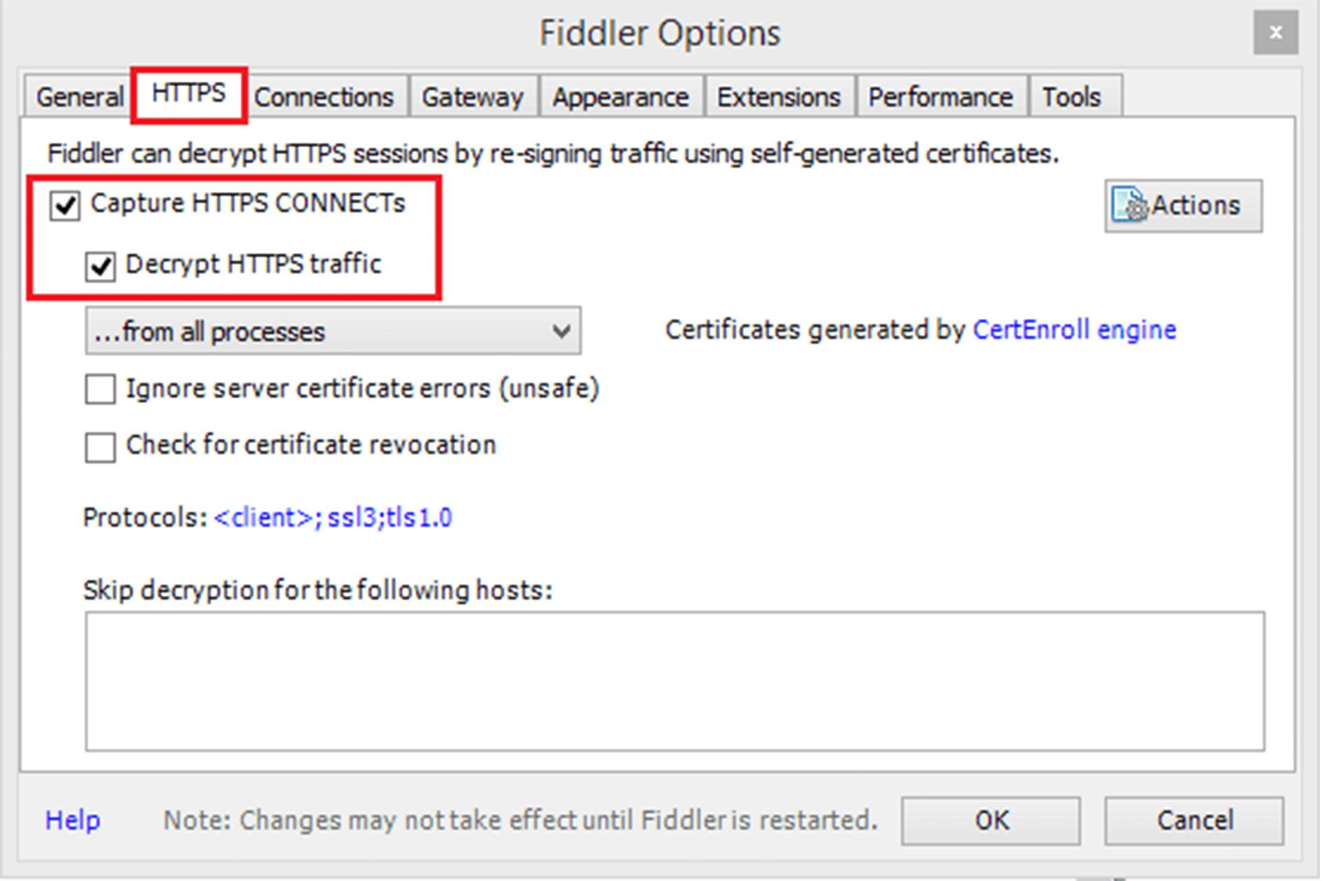 فعالسازی پشتیبانی از پروتکل HTTP در نرم افزار Fiddler