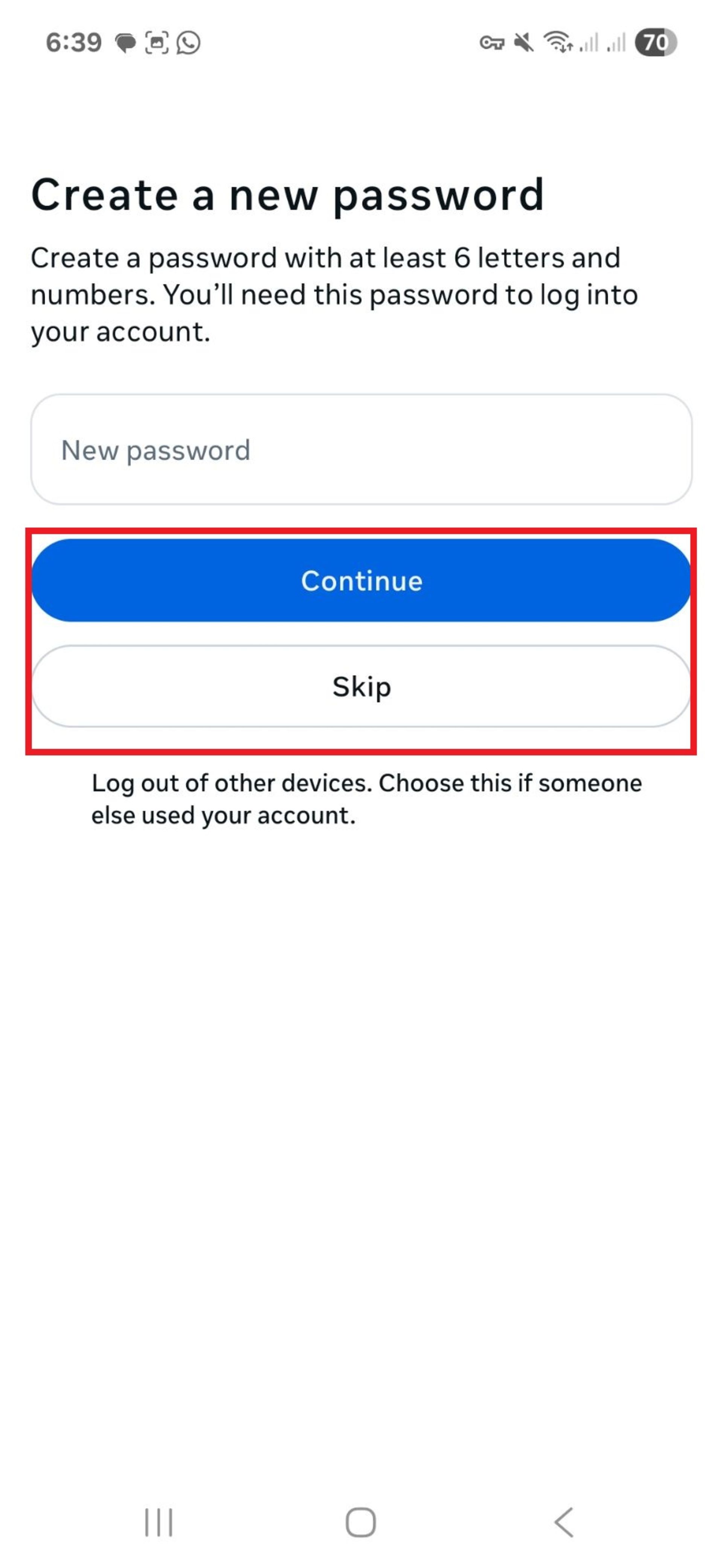 ایجاد رمز جدید برای اینستاگرام
