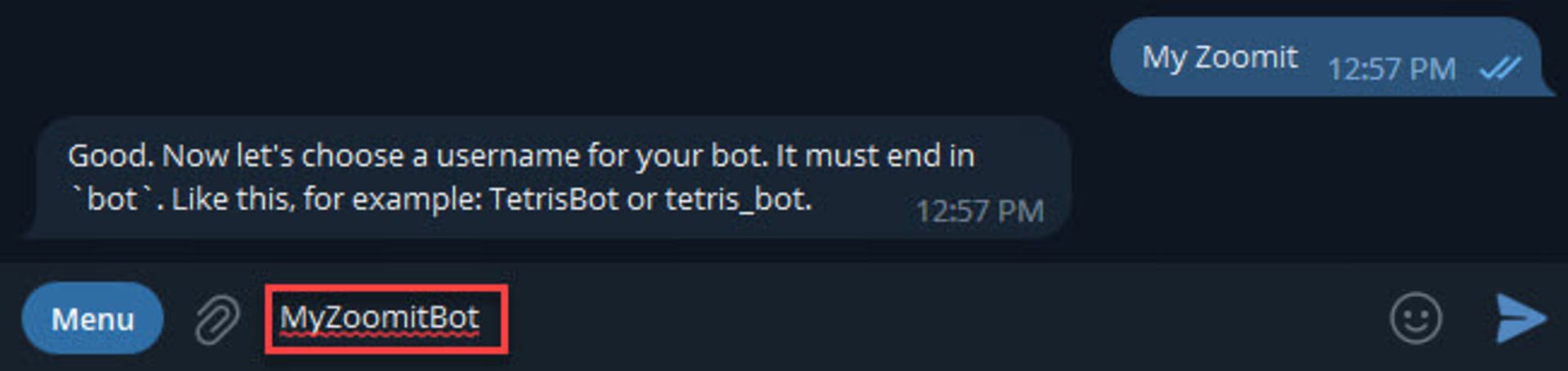 انتخاب نام کاربری ربات تلگرام