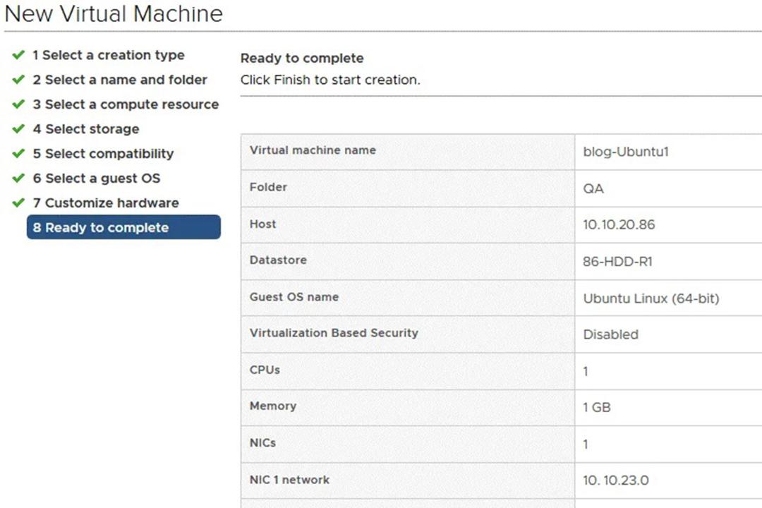 ساخت سرور مجازی با استفاده از VMware vSphere Client مرحله یازدهم
