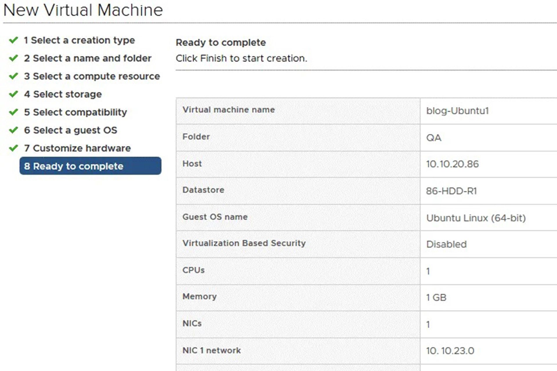 ساخت سرور مجازی با استفاده از VMware vSphere Client مرحله یازدهم